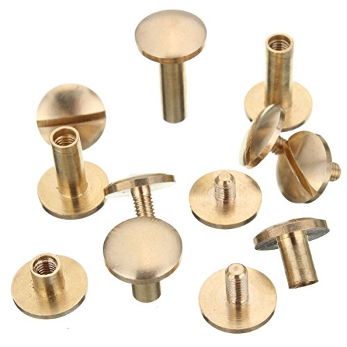SummerHome Solid Brass Screw Arc Head Button Stud Nail Screw Back Spots for Leather Belt Purse Handbag DIY - 15mm,Pack of 20