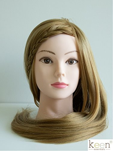 CELINE 20" Long Cosmetology Mannequin Manikin Head 100% Synthetic Hair (Golden Hair) with Free Clamp, Perfect for All Hairdressing Styling Practice Training Display Doll Head Beauty Schools