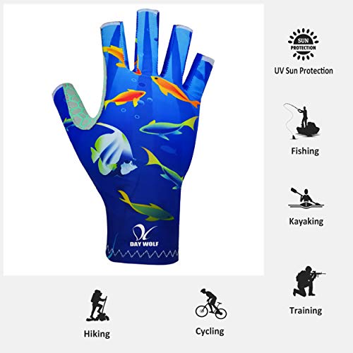 day wolf Angeln Handschuhe UV-Schutz Atmungsaktiv Fingerlos UPF 50+ für Rudern im Freien Kajak Paddeln Wandern Radfahren… – Bild 5