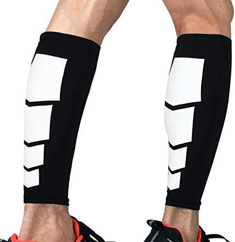 Compression Calf Sleeves(1 Pair) For Men & Women(20-30mmHg) Best Footless Compression Socks For Running Leg Pain Walking Tennis Golf Cycling Increase Blood Circulation
