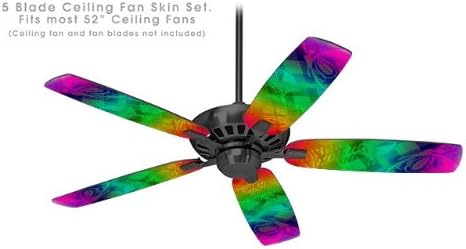 Rainbow Butterflies - Ceiling Fan Skin Kit fits most 52 inch fans (FAN and BLADES NOT INCLUDED)