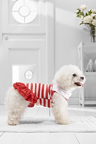 Small Dog Marine Dress For Bichon Frise Havanese Jack Russell Pekingese Shih Tzu (Small Size, red, white)