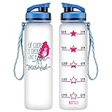 LEADO 32oz 1Liter Motivational BPA Free Water Bottle with Time Marker - of Course I Drink Like A Fish I’m A Mermaid - Funny Best Friend, Coworker, Mom Birthday Gift for Women - Drink More Water Daily