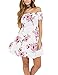 EBUYTIDE Women's Off Shoulder Short Sleeve Print Floral Summer Short Cocktail Swing Dress Medium