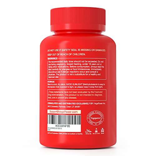 B12 Vitamins Gummies with Vitamin D - 90 Count | Vitamin D 5000 IU & Methyl Vitamin B12 1000 mcg Supplement for Energy and Immune Support - Vegan Friendly, Gluten Free - Orange Flavor (Orange)