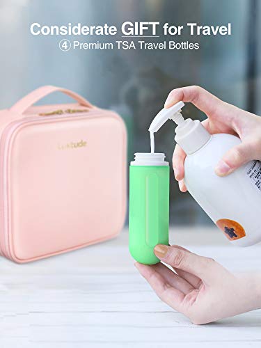 Luxtude Travel Makeup Bag Makeup Case Cosmetic bag, 2-Layer 10.4” Large PU Leather Make up bag, Portable Professional Makeup Train Case Cosmetic Artist Storage Organizer with Dividers for Women (Pink) 7 Luxtude Travel Makeup Bag Makeup Case Cosmetic bag, 2-Layer 10.4” Large PU Leather Make up bag, Portable Professional Makeup Train Case Cosmetic Artist Storage Organizer with Dividers for Women (Pink)