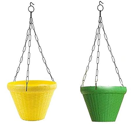 Antier 6 Inches Hanging Juhi Pot|Set of 2 Plant Container Set (Pack of 2, Plastic)