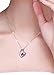Fashion Women Silver Heart Pendant White Purple Amethyst Zircon Crystal Necklace with Gift Box (Purple)