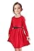 Fly Rain Girls Dress Long Sleeve Cotton Pleated Princess Dresses With Belt Red Size 6
