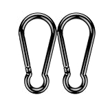 Aluminum Carabiner Clip, Durable Spring Snap Hook Key Chain Buckle Clips for Camping Hiking Fishing Traveling (Black-2 Pack)
