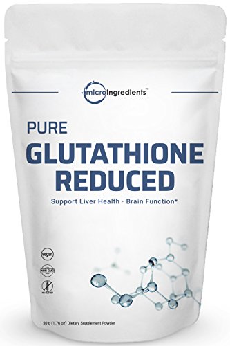 Pure Glutathione Reduced Powder, 50 Grams, Powerfully Supports Healthy Liver Function, Immune System and Cardiovascular Health. Non-Irradiated, Non-Contaminated, Non-GMO and Vegan Friendly.