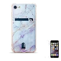 Oddss Case Compatible for iPhone 8/7 4.7" with Card Holder Slot Pink Purple Pink Marble Ultra-Slim Thin Soft TPU Clear Cover Compatible for iPhone 8/7 with Screen Protector