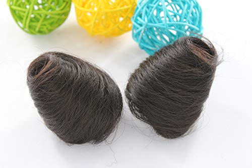 2Pcs Mini Claw Clip in Messy Bun Chignon Synthetic Hair Cat Ears Bun Extensions Wig Accessory Ponytail Updo Hair Pieces for Women and Girls and Kids (Black Brown)