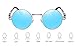 GAMT John Lennon Glasses Quavo Steampunk Round Sunglasses Circle Metal Frame Eyewear for Men and Women Blue