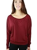 YogaColors Crystal Sheer Jersey Boatneck Pullover Long Sleeve Dolman Top