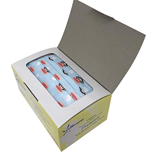 100 PCS (2 BX) 3-Ply Premium Children Cute Cartoon Print Design Earloop Face Masks, Medical Grade with Bacterial Filtration Efficiency (BFE) Rating Over 99% (Monkey & Rabbit)