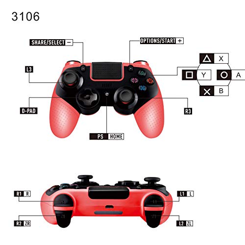 Wireless Controller for PS4, Proslife Game Controller for Playstation 4/Switch Gamepad Joypad with Gyro Axis and Dual Vibration-Red