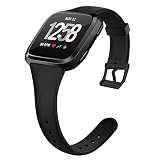OenFoto Sport Bands Compatible Fitbit Versa/Versa 2 &Versa Lite Edition, Soft Silicone Slim Thin Narrow Small Replacement Wristband Strap for Fitbit Versa Smart Watch,Women Men, Black Small