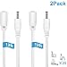 IBERLS 2-Pack White 12ft(3.6m) 5.5 x 2.1mm DC Plug Power Supply Adapter Extension Cable 20AWG Power Cord for 5V / 12V / 24V Wireless IP Security Camera, LED Strip Lights, Baby Monitor, Female to Male primary
