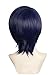 Cfalaicos Short Blue Black Purple Mixed Cosplay Wig with Free Wig Cap