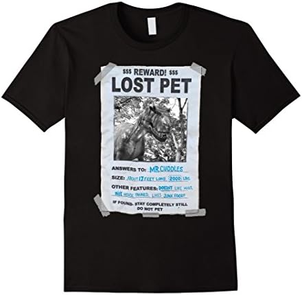 Men's T rex lost pet T shirt funny humour Medium Black