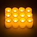 Kohree Flameless Battery Operated LED Pillar Candles Unscented Ivory Votive Timer Candles Daily Auto On Off, Amber Yellow Flame(12 Set)