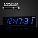 Ivation Oversized Large Digital Wall Clock - Big LED Digital Clock w/Large Display, Shelf or Wall Mount (36 Inch - Blue) 6 Brightness Levels | Time Memory | Remote, Mounting Holes & Hardware