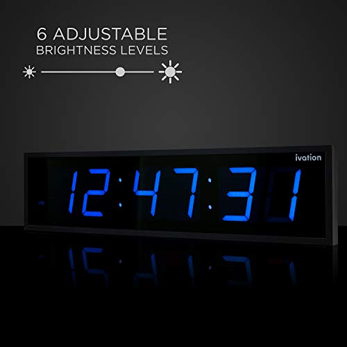 Ivation Huge Large Big Oversized Digital LED Clock Shelf or Wall