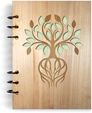 Life tree art Handmade Art Wood Notebook Refillable Diary Sketchbook Daily Notepad Notebook Cover Wood Journal Gifts