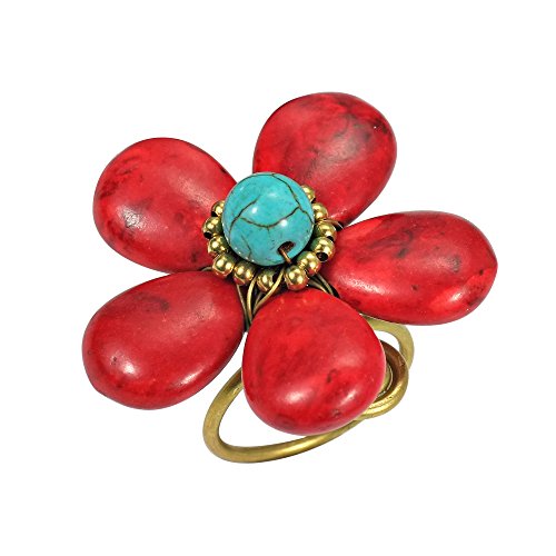 AeraVida Reconstructed Red Coral Triple Layer Floating Bubble Cotton R AeraVida Rectangular Bar Reconstructed Red Coral Inlay .925