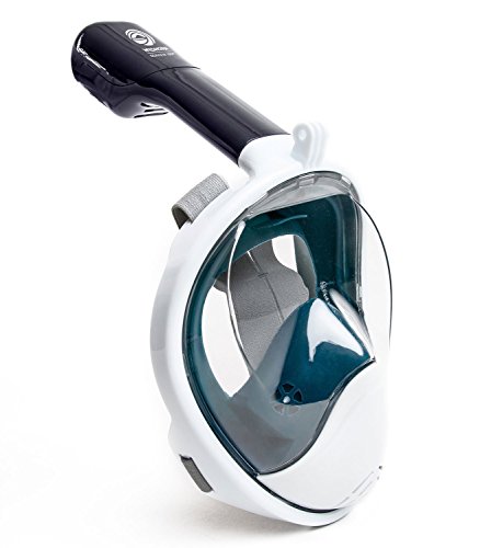 Seaview 180 Degree Panoramic Snorkel Mask- Full Face Design,Panoramic White / Teal,Large/Extra Large