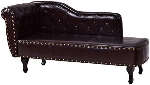 Adumly Chaise Lounge Sofa Chair Couch Tufted Back Nailhead PU Leather Home Furniture