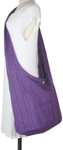 Thai Monk Buddha Cotton Sling Line Vertical Crossbody Messenger Bag Shlouder Purse Hippie Hobo Color Light Purple