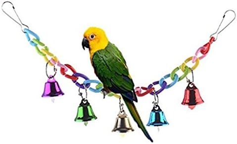 Multi-color Climbing Swing Pet Toy Ringer Bells Bridge Ladder for Bird Parrot African Greys Macaw Budgies Parakeet Cockatiels Cockatoo Conure Lovebird Finch Cage Perch Birds (B1)