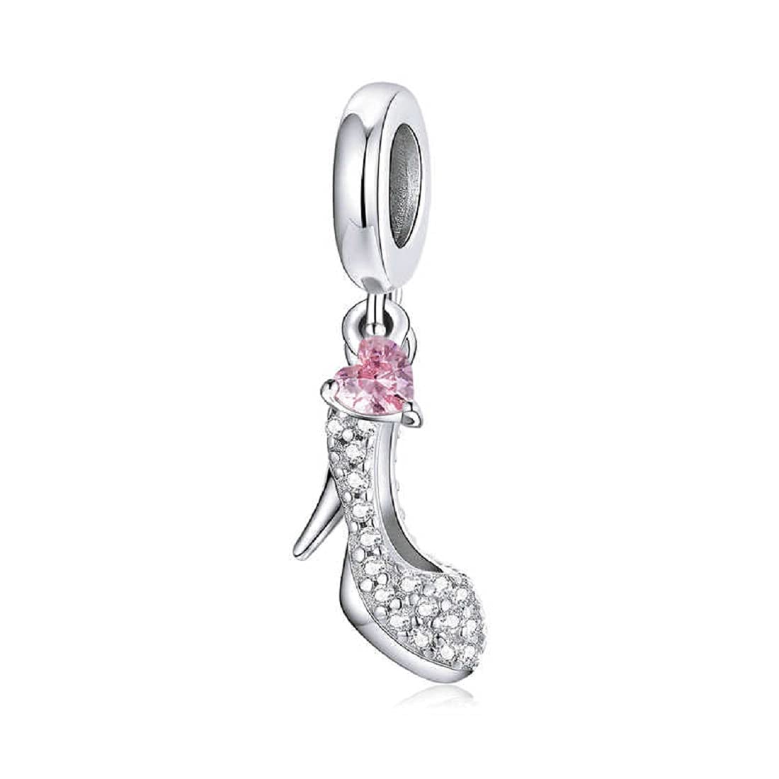 FeatherWish Crystal Princess Shoe Family Charm 925 Sterling Silver Fits And Compatible With Pandora Bracelets Gift For Daughter Birthday Best Friend Christmas Wife Mum (Sparkle Shoe)