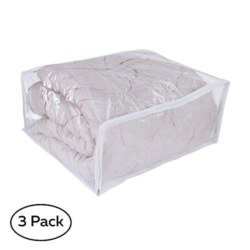 DiClavus Set of 3 Clear Vinyl Storage Bags with Zipper 24x20x11 Inch