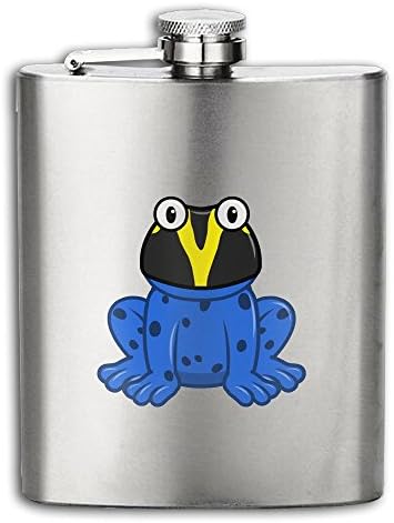 JNJ Team Blue Rainforest Frog Portable 304 Stainless Steel Hip Flask Leak Proof Liquor Pocket Flagon 6OZ Bottle Alcohol
