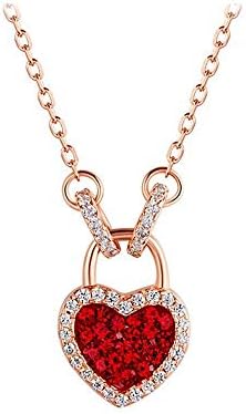 MINAER Necklace Clavicle Chain Pendant 925 Sterling Silver Female Peach Heart-Shaped Double-Sided Love Small red Heart