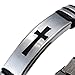 Jstyle Jewelry Men's Stainless Steel Religious Black Rubber Cross Bracelet