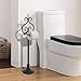 MyGift Free Standing Toilet Paper Holder Black Metal Scrollwork Design Bathroom Tissue Paper Stand - Single Roll Storage Rack