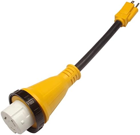 Heavy Duty Rv Electrical Adapter 15Amp Male to 50Amp Female with Handle,Rv Camper Power Adapter Cords 125V/3750W 12-inch 10AWG