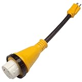 Heavy Duty Rv Electrical Adapter 15Amp Male to 50Amp Female with Handle,Rv Camper Power Adapter Cords 125V/3750W 12-inch 10AWG