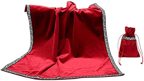 MSOO Altar Tarot Table Cloth/Bag Decor Divination Cards Wicca Square Tablecloth Pouch (Red)