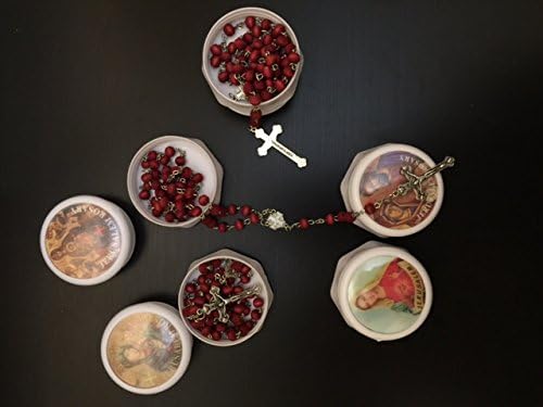 New Rosary Beads Catholic Necklace Christian Pendant prayer Blessed Wood Long Israel Red