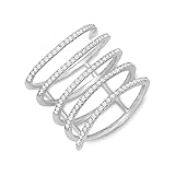 Sterling Silver CZ 5-Bar Ring (Size 7)