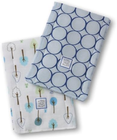 SwaddleDesigns Baby Burpies, Set of 2 Cotton Burp Cloths, True Blue Jewel Tone Mod Circles with Cute and Calm