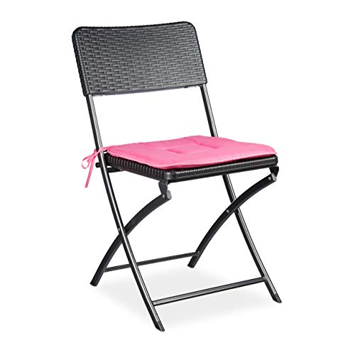 Relaxdays Klappstuhl BASTIAN, Gartenstuhl klappbar HBT 82 x 44 x 50 cm, Balkonstuhl, Rattan-Optik, schwarz (1er Pack)
