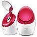 Facial Nano Steamer Hot Steam Ionic Face Spa Steaming Machine for Home Facials Personal Facial Sauna Device Vaporizing Moisturizer Humidifier for Skincare Beauty BPA Free Red Color