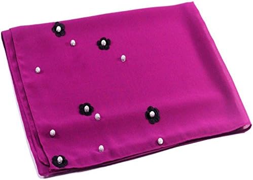 Uphily Chiffon Hijab Floral Scarf Head Covering Women Muslim Hijab Long Shawl,Purple Red,180x70Cm