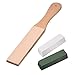 Hestya 3 Pieces Leather Strop with Compounds Kit, 1 Piece Leather Honing Strop Block Stropping Leather Paddle Strop with 2 Pieces 4.58 oz Green White Buffing Polishing Compounds (Small Size Strop)